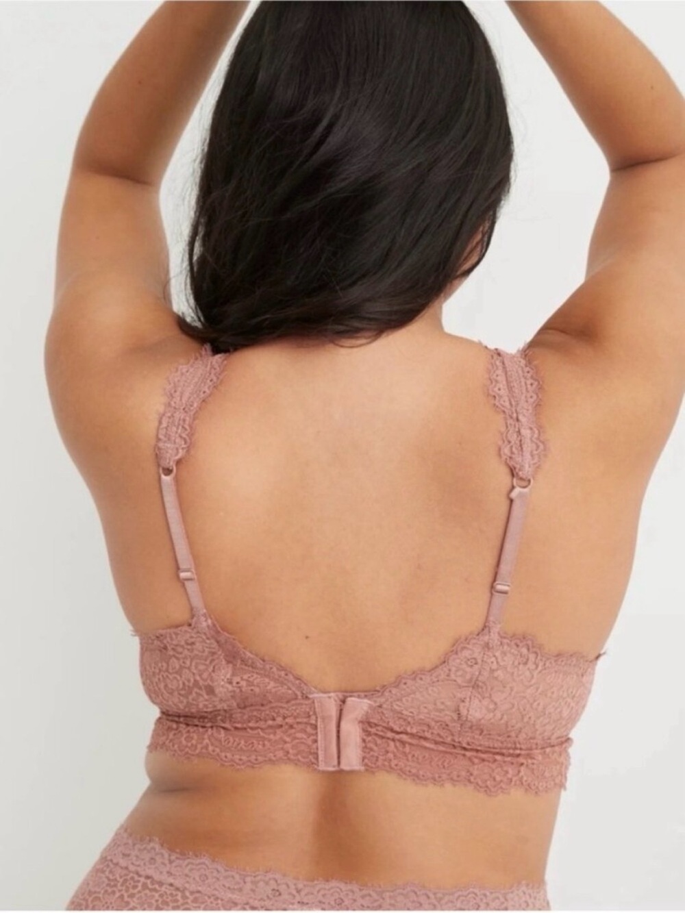 NWT Aerie 32C, 34A, 34B Eyelash Lace Plunge Bralette Racerback Adjustable Straps - Picture 2 of 13